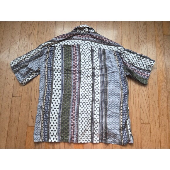 United Arrows Monkey Time Men's M Short Sleeve Button Up Shirt Ethnic Pattern - Picture 7 of 8